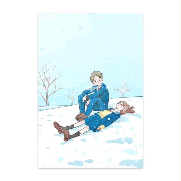 手描きイラスト【WINTER DAYS】オリジナル ポストカード6枚 少年 絵画-