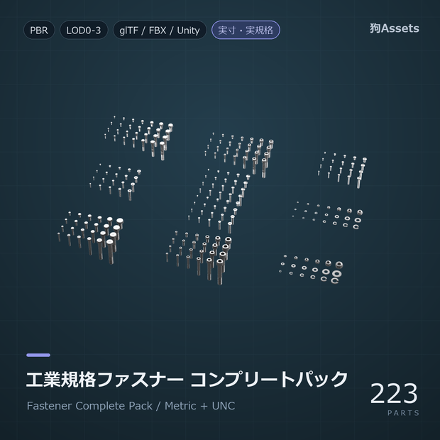 工業用ファスナーセット（ネジ・ボルト・ワッシャー）　PBR対応