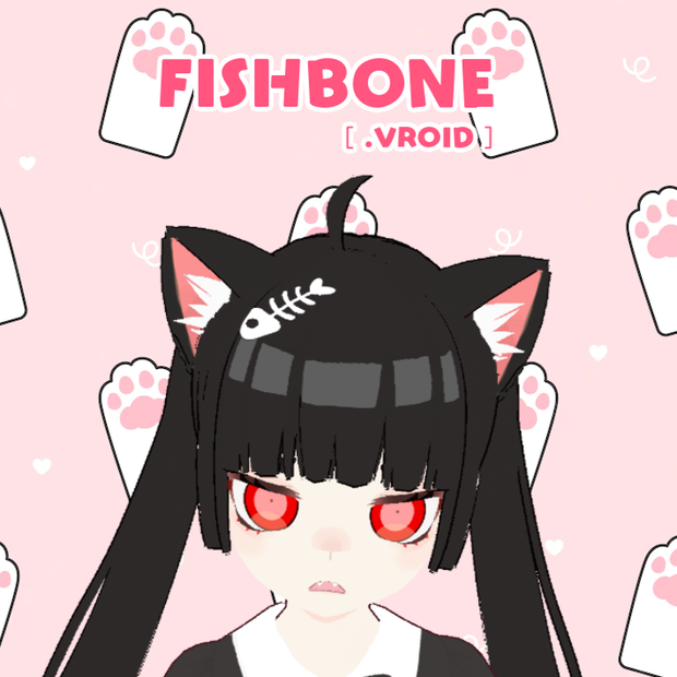 FishBone FREE Vroid custom item / CATGIRL hair accessory┃魚の骨