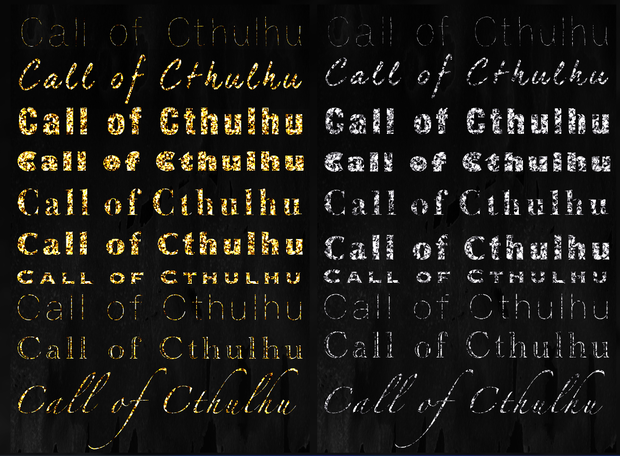 【透過素材】Call of Cthulhu 文字 54種 キラキラセット（金＆銀＆紫） / 装飾素材 / CoC