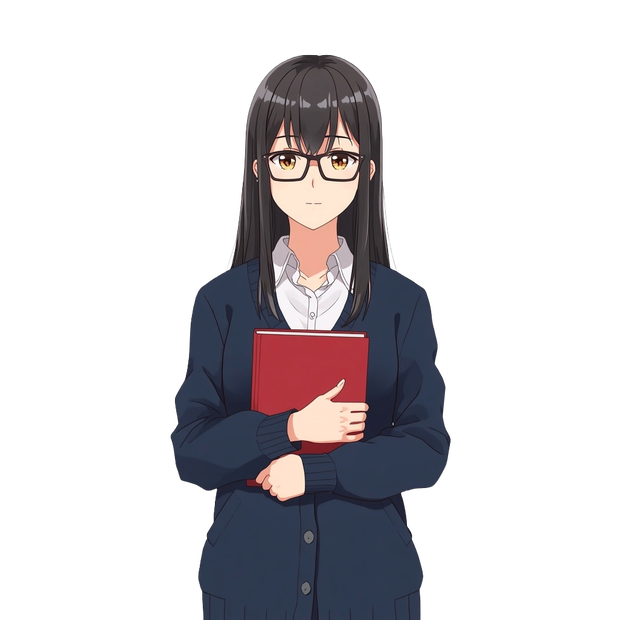 【立ち絵素材】クールな図書委員・司書風女性｜表情差分12種