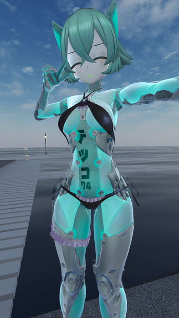 「3Dモデル」メイドキニ「VRC」「ビキニの装束」