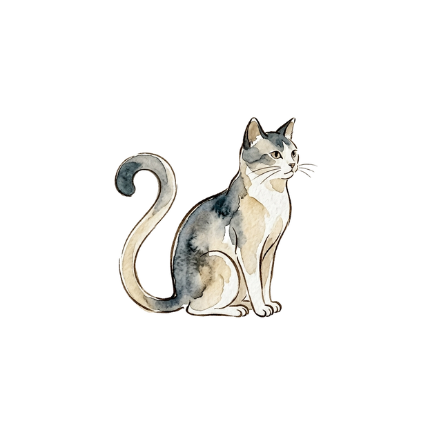 【商用・動画利用OK】水彩タッチの猫イラスト素材【AI生成】