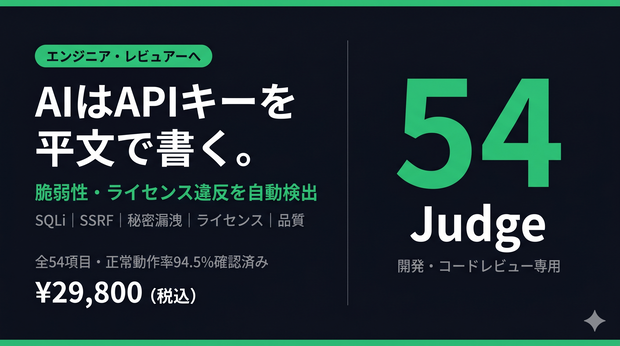 多角評価AI｜開発・コードレビュー専用 Judgeプロンプトセット（54 Judge）