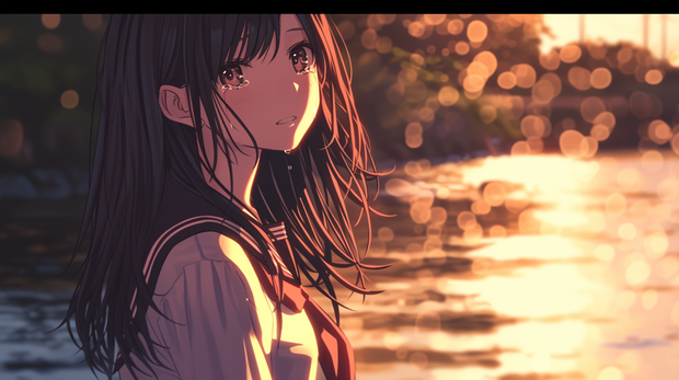 【AI感なし】エモい夕暮れ×センチメンタル学生プロンプト
