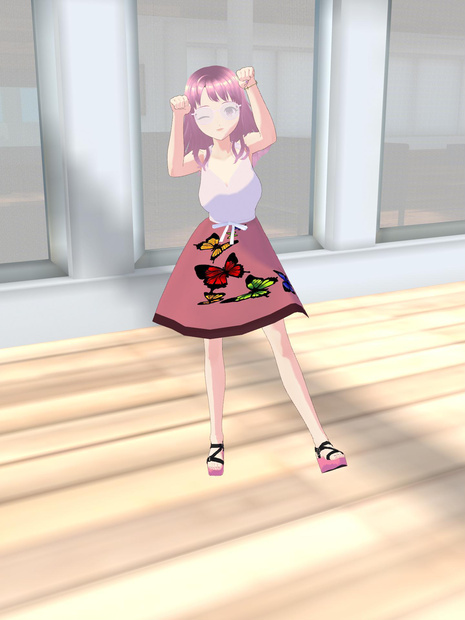 Cute Pink Outfit with Butterflies 〖 蝶がかわいいピンクのふく〗【 Vroid custom item 】