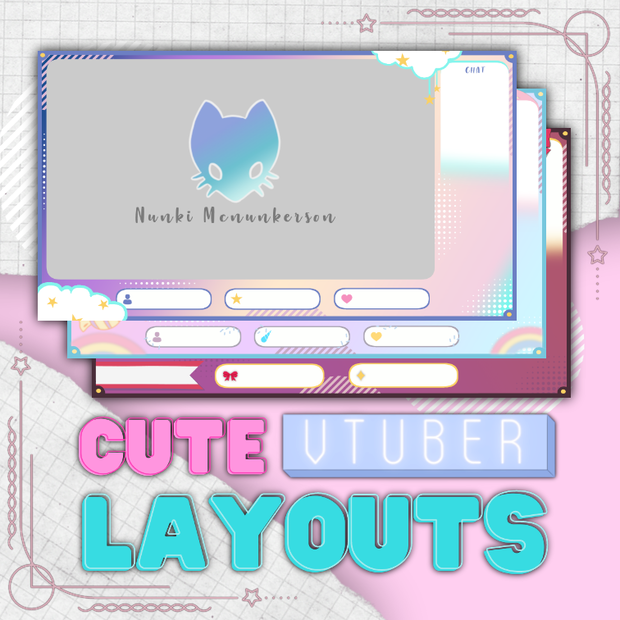 【配信素材】 FREE Cute Vtuber Assets ~ Sweets, Clouds & Ribbon [Nunki Shop]
