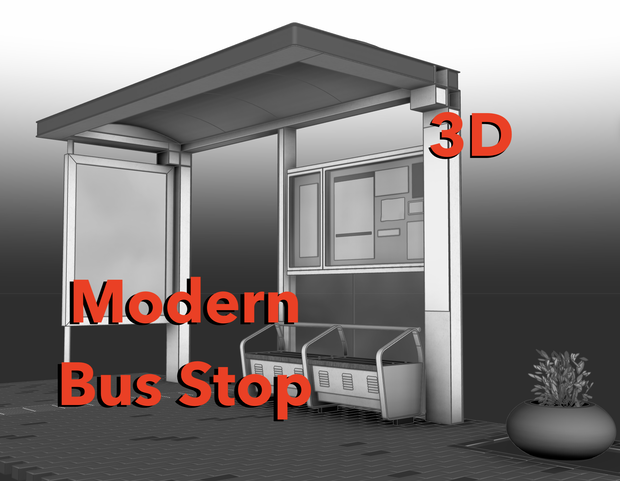 Modern Bus Stop 3D Asset – Modular Street Environment