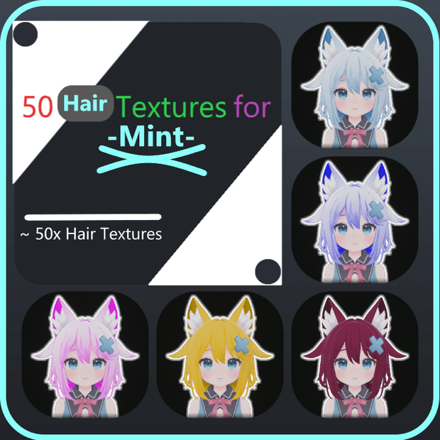 『ミント』[-Mint-] 50ヘアテクスチャパッケージ [50 Hair-Textures Package]