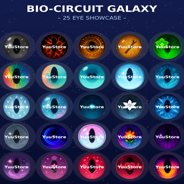 [Bio-Circuit Galaxy]『バイオ回路銀河』 汎用 / 150種単眼目テクスチャパック [General Use / 150 Single-Eye Texture Pack] 🌱✨