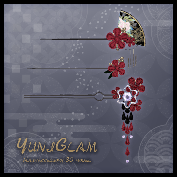 【MA対応】Kanzashi for VRChat 【Hairaccessory】 