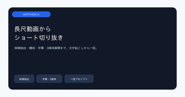 長尺動画→ショート切り抜き 完全制作キット