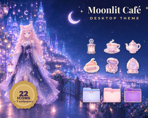 【PC壁紙セット】 Café Desktop Theme｜壁紙12枚・アイコン22種｜Mac・Windows対応