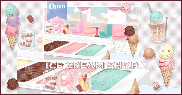 【Vtuber配信向け】アイスクリームショップ配信用背景