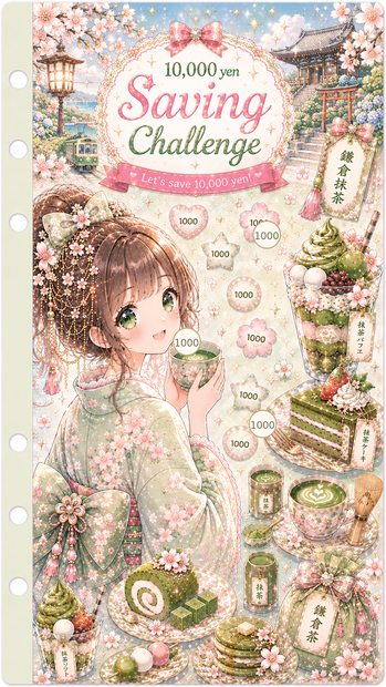 鎌倉抹茶♡10,000 yen Saving Challenge｜6穴バインダー用