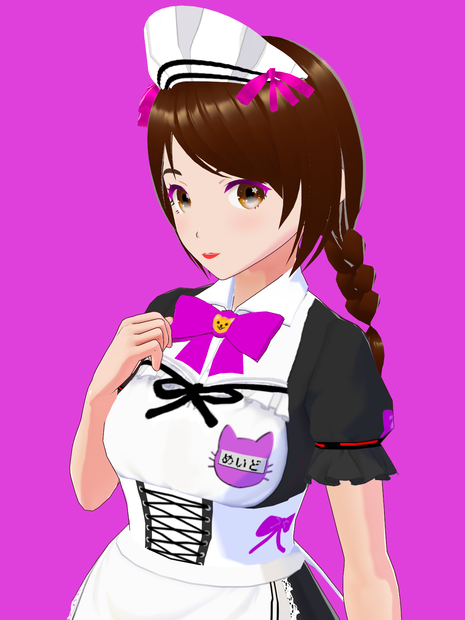 メイド喫茶店員【オリジナル3Dモデル(VRM・MMD)+VRoid Studio用衣装カスタムアイテム+カスタムアイテム「汗が流れる肌(UniVRM必須)】