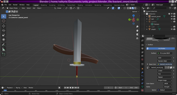 バスタードソード【Blender用モデリングデータ】