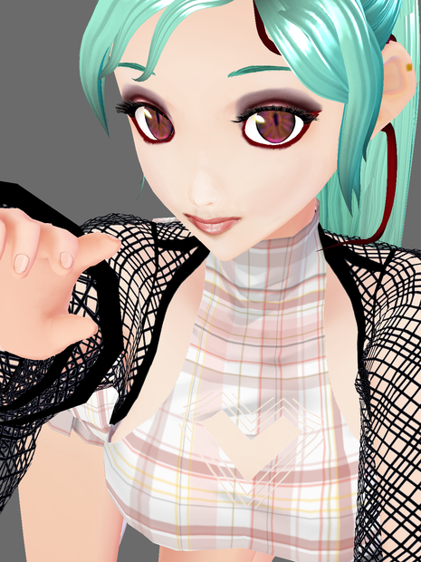 Vroid tartan dress beige two piece