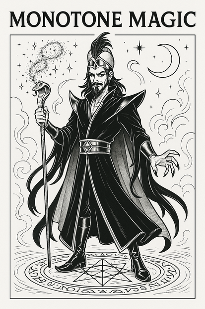 「Dark Sorcerer ～魔法に魅せられた者～」《大人の塗り絵・PDF》