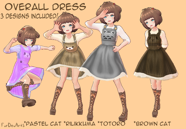 Cute coverall set - Totoro, Rilakkuma,  Cat, Pastel Cat. - BETA VROID