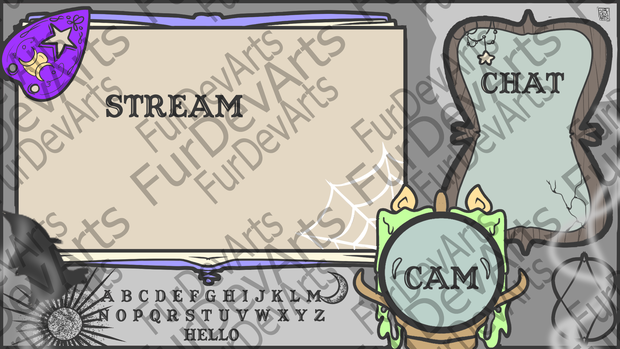 STREAMER OVERLAY (ANIMATED!!) - Cute Ouija/Halloween Goth set