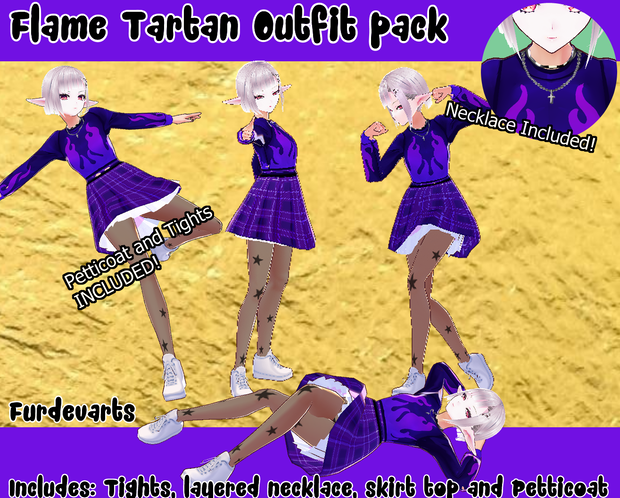 Tartan Flame Outfit! VROID EGIRL/ALTERNATIVE! - BETA VROID