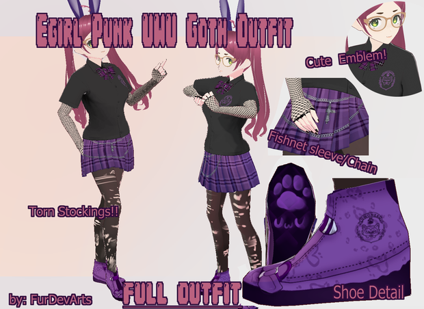 VROID Egirl Punk UWU Goth Outfit alternative! - VROID STABLE