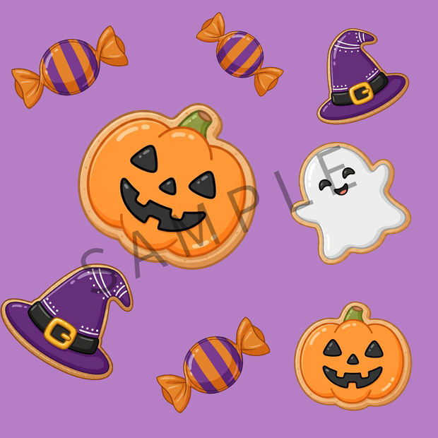 【デジタル素材】ハロウィンHalloweenを彩るポップなペーパー（3600×3600px）