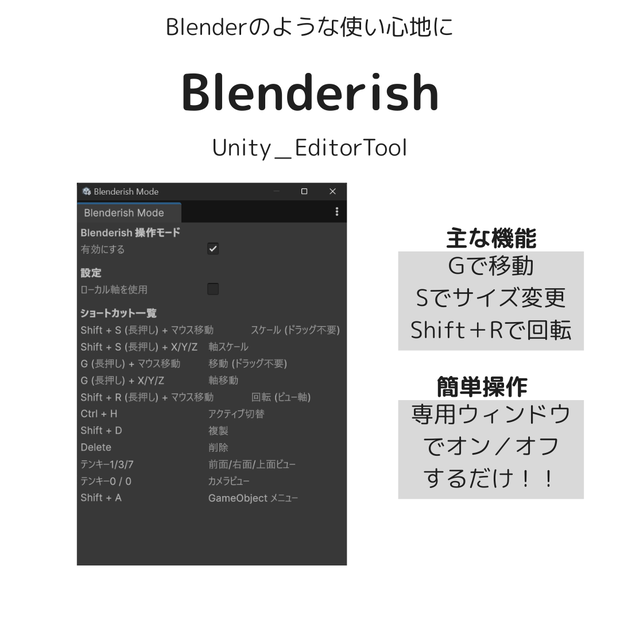 【すぐに使える】UnityにBlenderに似たショートカットキーを追加！