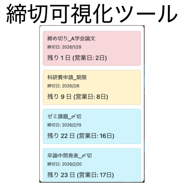 【無料】締切可視化ツール Lite - Googleカレンダー連携アプリ【macOS】