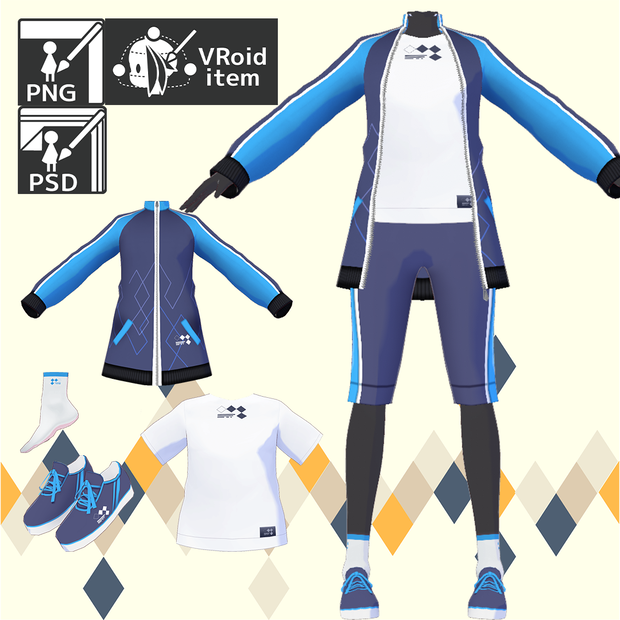 【for VRoid1.22.0〜 onry】ネオンカラースポーツウェアセット/neon color sports ware Set