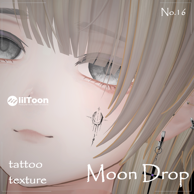 Men's Avator -Original tattoo- 「Drop Moon」【デカール化可能透過PNG】