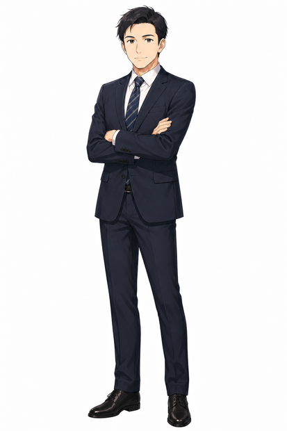 【立ち絵素材】30代男性サラリーマン 全身＋表情差分8種