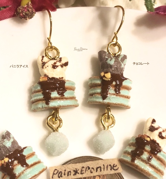 handmade ♡ チョコレートにゃんこのピアスammyuピアス - ピアス