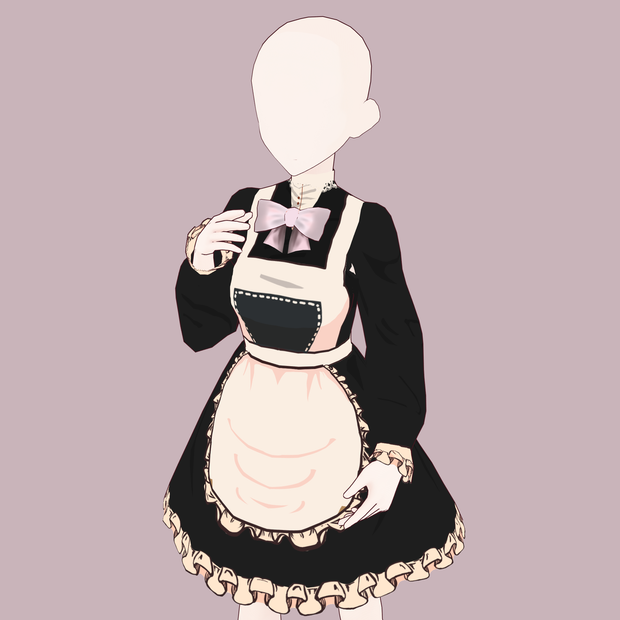 [Vroid Beta Ver.] Free Maid Dress - Black and White