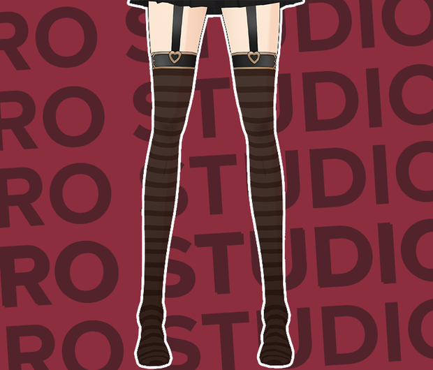 Stockings stripes Vroid socks lolita punk emo dark heart