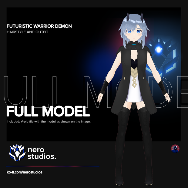 Futuristic priest warrior demon military uniform classy fantasy full model (vroid file) / 戦士 未来的な 祭司 女の子 ハロウィン衣装