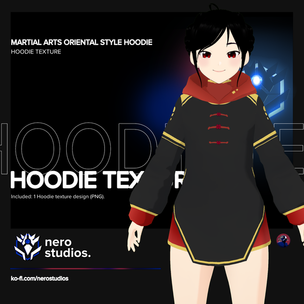ASIAN ORIENTAL COAT HOODIE JAPANESE CHINESE STYLE MARTIAL ARTS UNIFORM VROID (re-edited)
