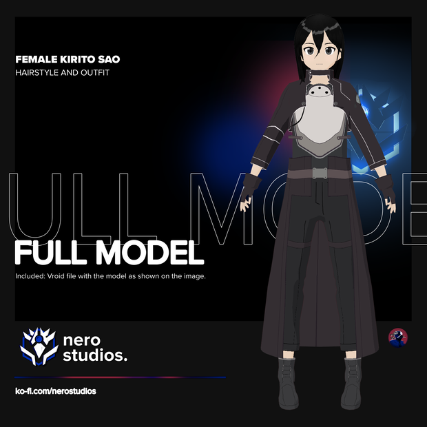 FEMALE KIRITO SWORD ART ONLINE GUNGALE MODEL ANIME (Vroid file)