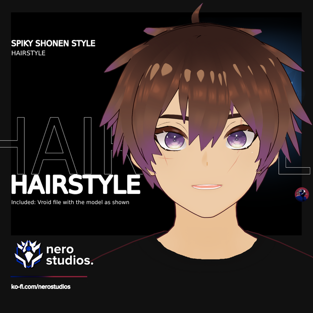 SPIKED SHONEN HAIRSTYLE SPIKY MESSY (VROID FILE) (re-edited) / (VROIDファイル） スパイク少年 髪型 スパイキーで乱雑な
