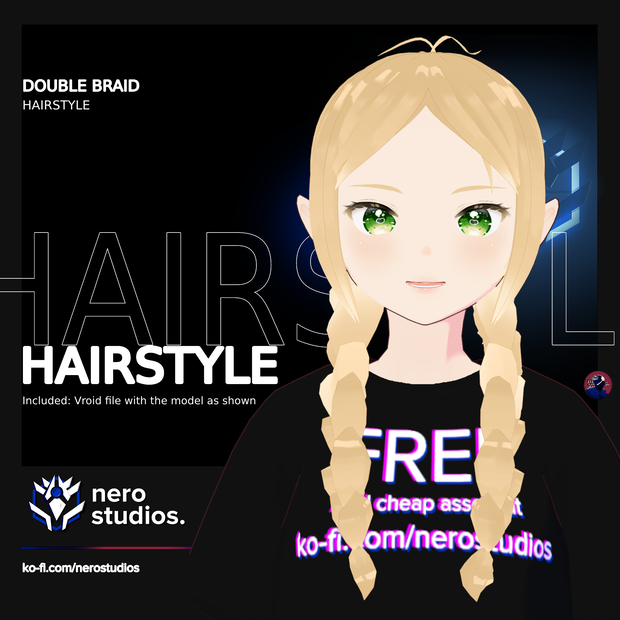 DOUBLE BRAID HAIRSTYLE (VROID FILE) (re-edited) / (VROIDファイル） ダブル 組み紐 髪型 編み