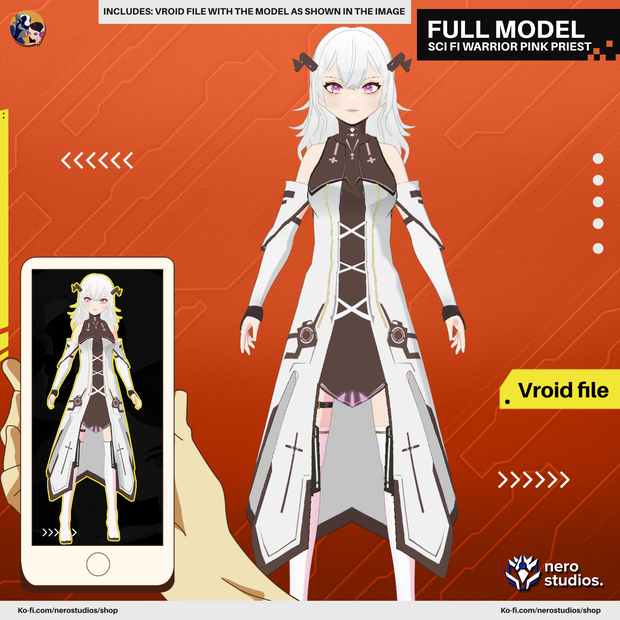 SCI FI WARRIOR PINK PRIEST BOSS UNIFORM ARMOR OUTFIT (VROID FILE) / SF 戦士 ピンク 祭司 ボス 制服 鎧 衣裳