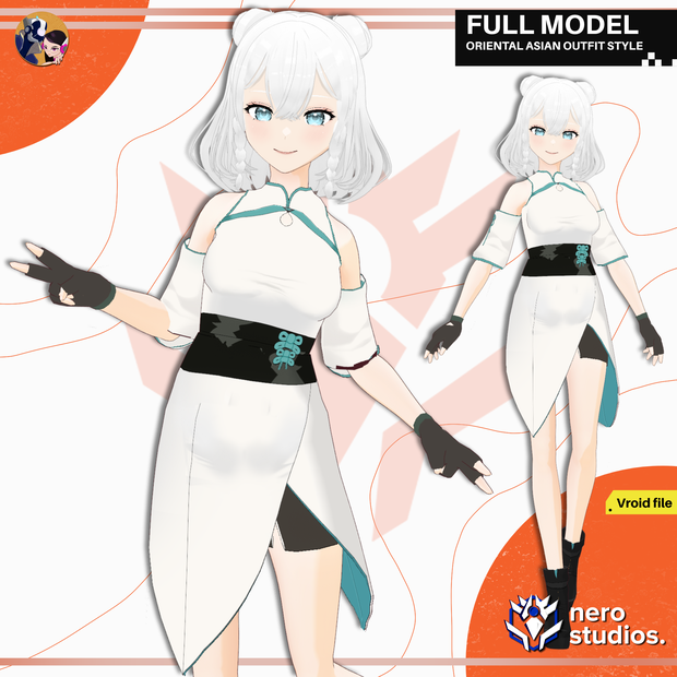 ORIENTAL ASIAN OUTFIT STYLE SEXY CUTE GIRL KIMONO FANTASY PRESET HAIRSTYLE FULL SET (VROID FILE) / 3Dモデル 和風 着物 ドレス 和服 和装 オリエンタル 髪型 女の子