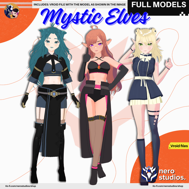 MYSTIC ELVES FASHION VROID ASSETS PIRATE UNIFORM DRESS FIGHTER VAMPIRE ELF SEXY ANIME CELL SHADED ELF ELEGANT FANCY STAR DRESS (VROID FILES) / 神秘的な エルフ ドレス ファンタジー 精靈 ストッキング エレガント