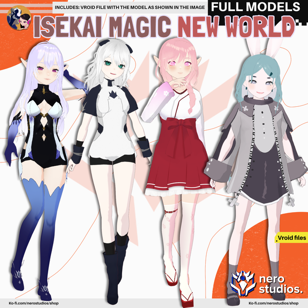 ISEKAI MAGIC NEW WORLD, OTHERWORLD MAGIC VROID PACK | VTUBER MODEL | FANTASY COSTUME (VROID FILES) / 異世界マジックVRoidパック | VTuberモデル | ファンタジー衣装 (.vroidファイル付き)