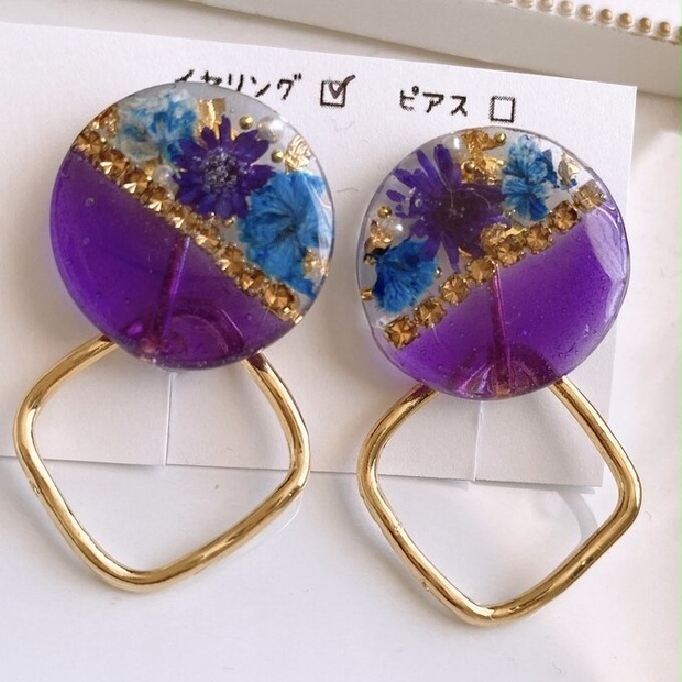 no.4181 ハンドメイド レジン ピアス イヤリング - ピアス