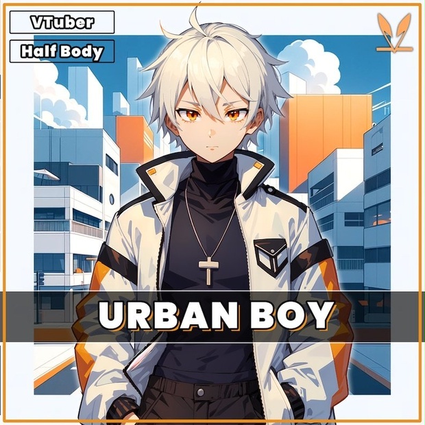 Premade VTuber model - Urban Boy for vtube studio as a cool customizable colored half body vtuber male vtuber made in live 2d