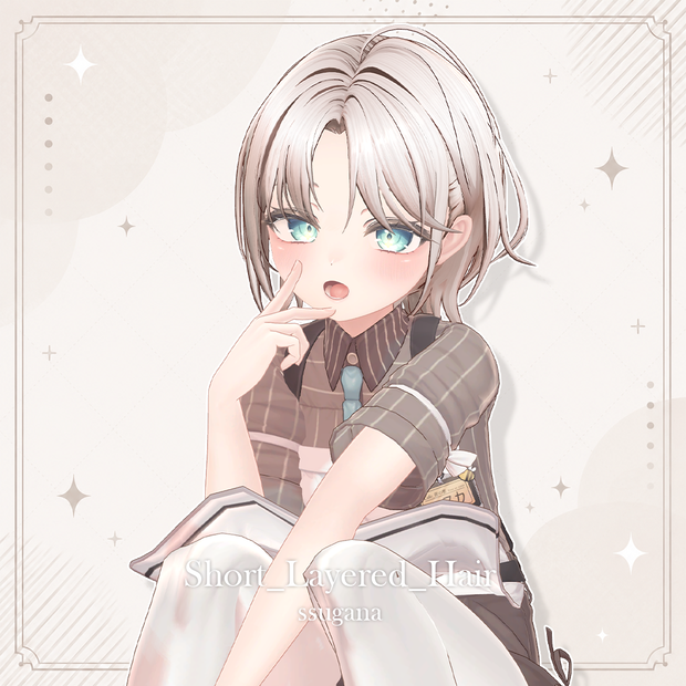 【11 avatars】【VRC Hair】 Short_Layered_Hair