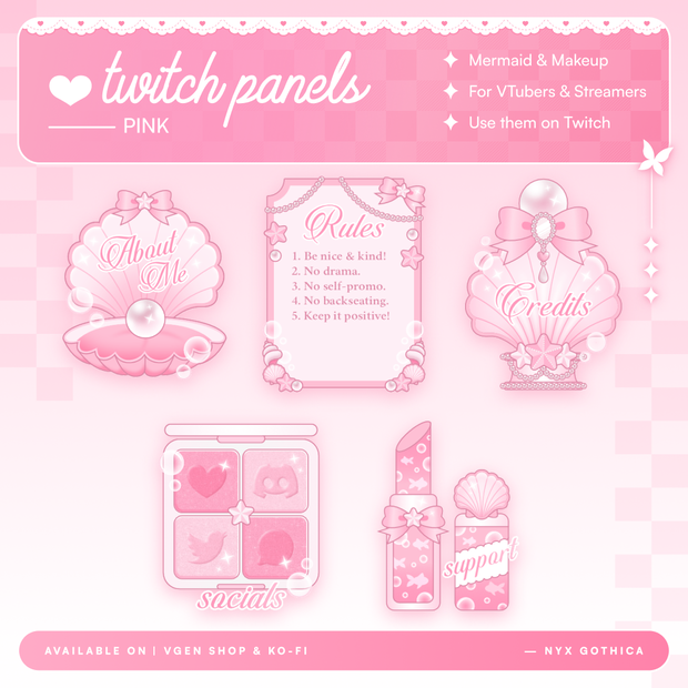 Mermaid Twitch Panels - Pink, Purple or Blue