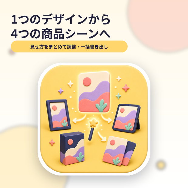 商品画像を立体シーンへ一括展開｜Photopeaモックアップ生成拡張